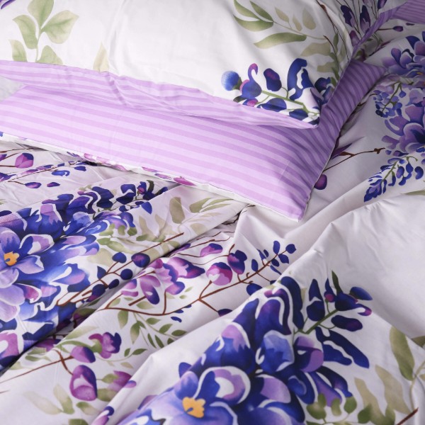 Фото - Комплект постільної білизни дитячий MirSon 110х140 см 17-0723 Purple Flowers Бязь (2200010688016)